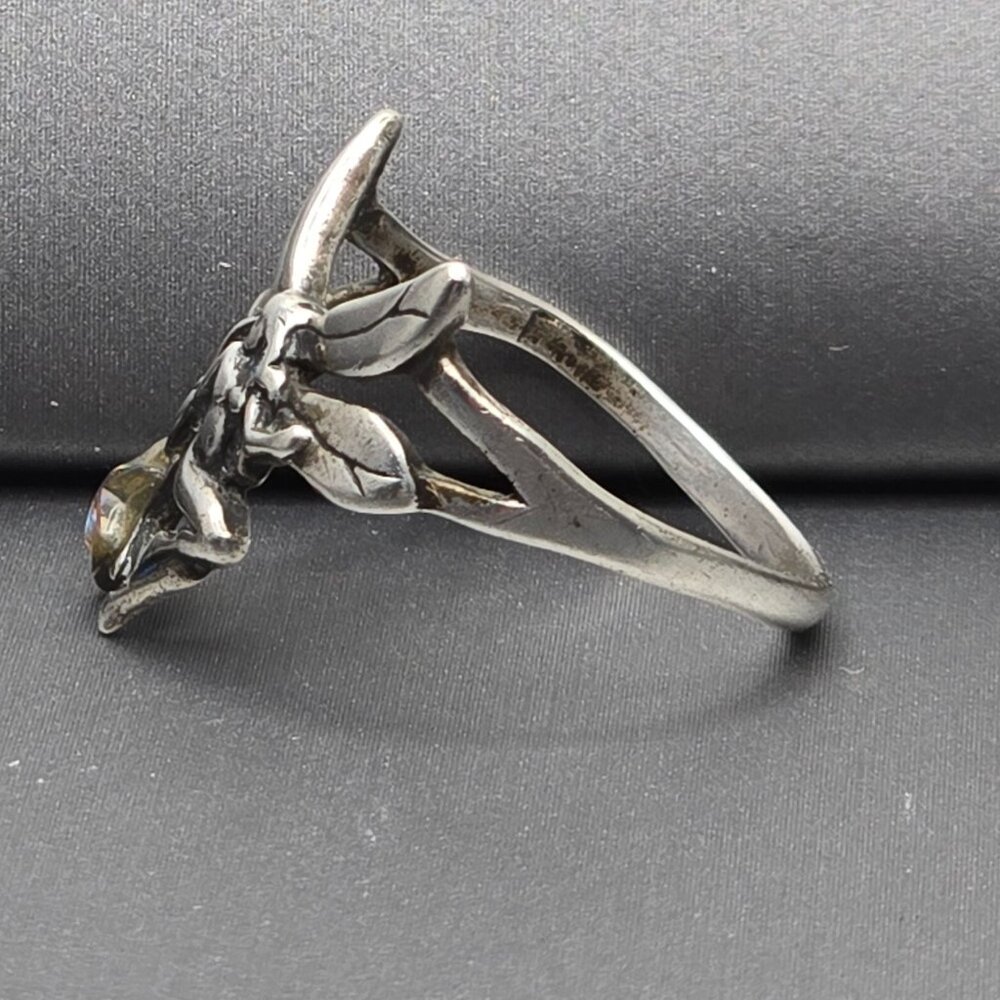 VTG Shube Sterling Silver Fairy Ring Size 8 Glass Star Art Nouveau Style - Picture 2 of 8